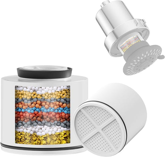 2 Pcs Shower Head Filter Replacement Cartridge for HOPOPRO Filtered Fixed Shower Heads: B0FCFFG8V9, B0FM2TWFGJ, B0FM342LZ2 Remove Chlorine, Heavy Metals for Better Skin & Hair