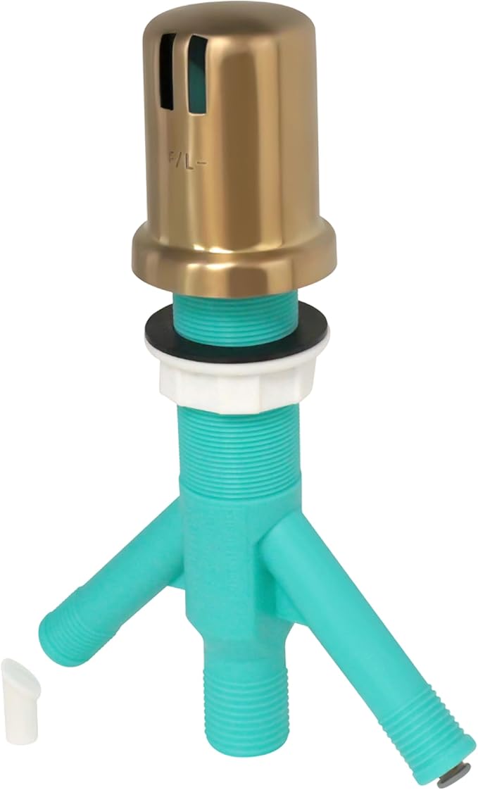 Dual Air Gap with Brushed Bronze Brass Cap for Dishwasher and Tankless Reverse Osmosis Filter and Extra Long Thread (AG200-807, AG200-X07, AMERIGAP)
