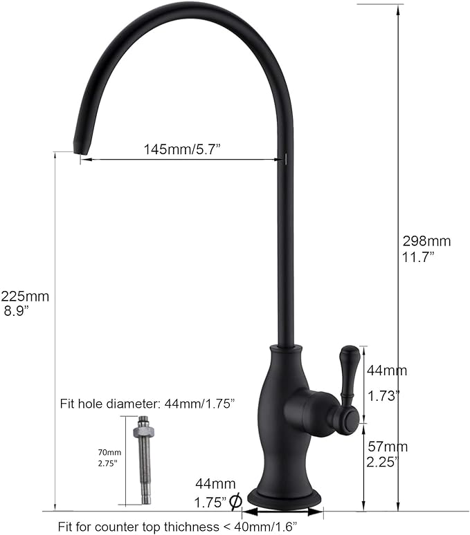 Delle Rosa Drinking Water Purifier Faucet, Commercial Water Filtration Faucets for Under Sink Water Filter System, Modern Stainless Steel Kitchen Bar Sink Drinking Water Faucet, Chrome,Non-Air Gap