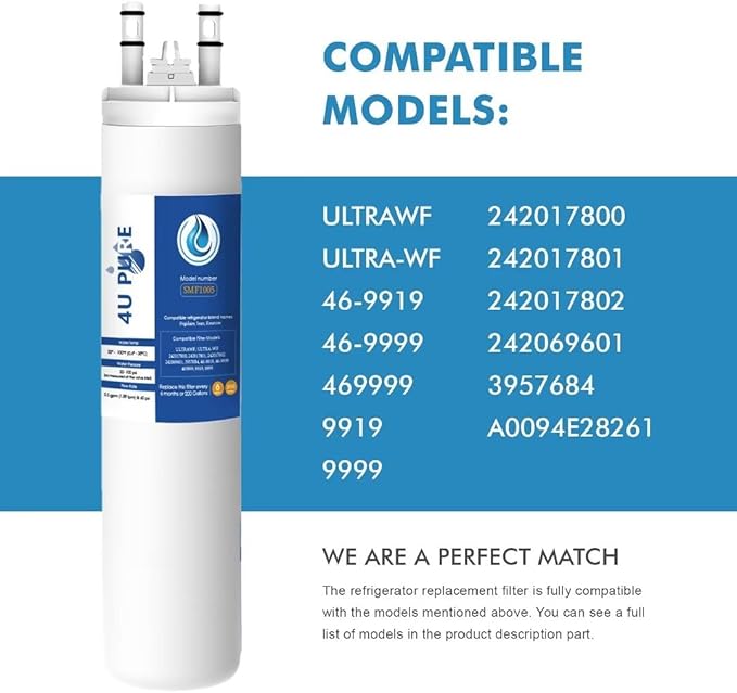 Replacement for Frigidaire ULTRAWF, Pure Source Ultra, Kenmore 9999, 469999, 46-9999, A0094E28261 Refrigerator Water Filter - Pack of 1 (Height 11 inches)