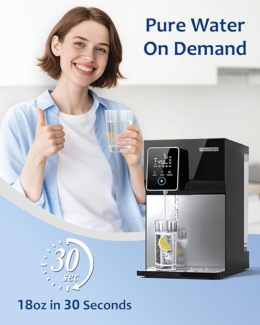 Reverse Osmosis Water Filter Countertop, 6-Stage RO System with UV, Dual Water Sources, Metal Body, 3:1 Pure to Drain, Smart TDS Monitor, Portable No Installation Water Purifier for Home