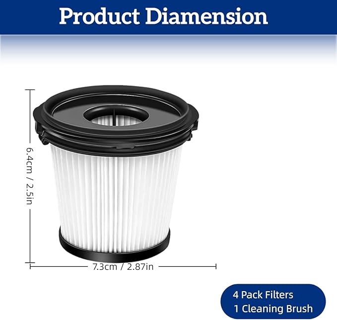 BU3521 BU3523 BH102 Vacuum Filter Replacement For Shark BU3521 BU3120 BU3520C Clean & Empty Cordless Stick, For IW3511 IW1120 Detect Pro and BH102 PowerBoost Cordless Handheld PowerVac, 4 Pack