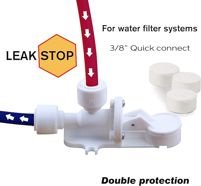 Frizzlife LSV02 Leak Stop Valve for PD600 Undersink Reverse Osmosis - 3/8' Quick Connect Leak Detector, Automatic Water Shut Off Protection (Pack of 4)