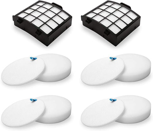Colorfullife AZ2002 Vacuum Filter Replacement Kit for Shark Vertex DuoClean PowerFin Upright Vacuum AZ2000, AZ2000W, AZ2002, Replace XHFAZ2000, XFFKAZ2000, 2 Post-Motor Filters, 4 Foam Felt Filters