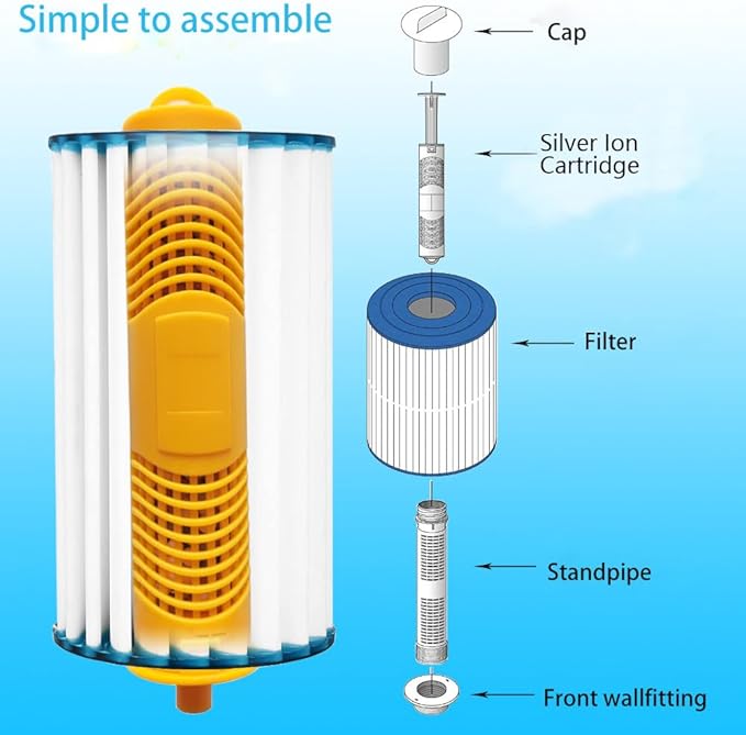 Hot Tub Ag+ Silver Ion Cartridge, Spa Mineral Ion Cartridge Sticks, Provide Clean and Clear Water for 12 Consecutive Months, Suitable for Most Hot Tubs(Yellow3packs)