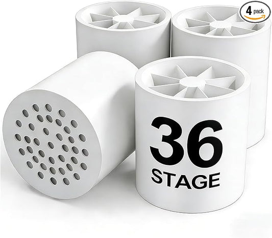 Shower Water Filter, 36-Stage High Output Filtered Shower Head, Shower Head Filter for Hard Water for Hard Water, Removes Chlorine, Fluoride (36 Stage Shower Filter Replacement White)