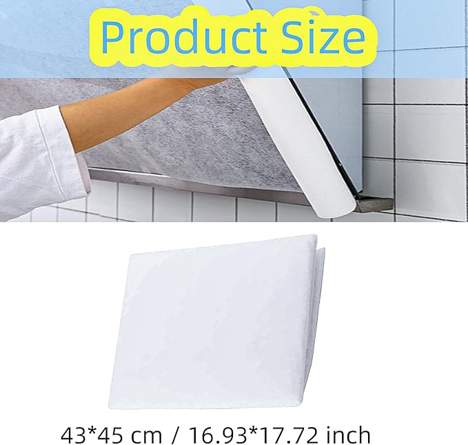 12pcs Range Hood Oil Absorbing Paper, Range Hood Filter Paper Non-woven Extractor Fan Filters Kitchen Grease and Odor Filtering Grease Filters High Temperature Oil Filter 16.93 * 17.72 inch