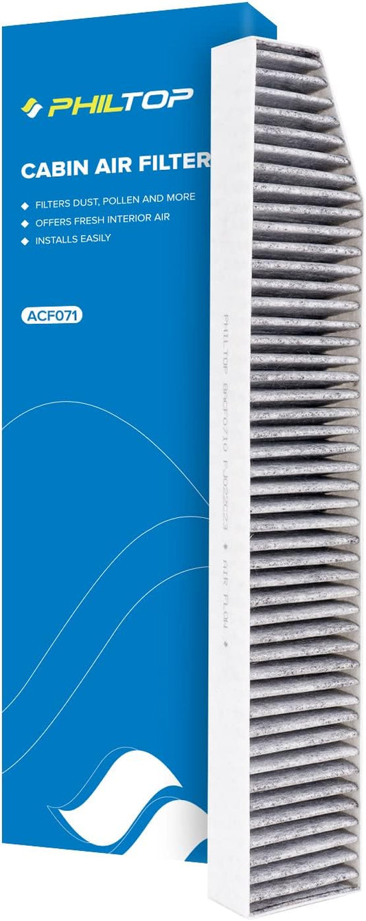 PHILTOP Cabin Air Filter w/Activated Carbon, Compatible with CF10363 Jeep Grand Cherokee 1999-2010, Carbon Filter Up Dust Pollen Odor