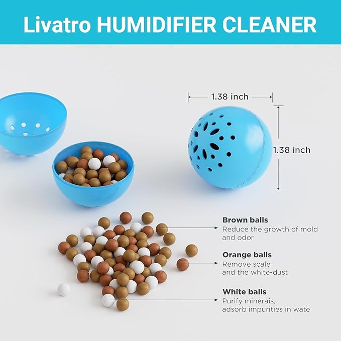 Humidifier Cleaner – Fight Mold and Bacteria with Humidifier Cleaning Ball, Prevents Hard Water Build-Up, Eliminates White Dust, Removes Odor, For All humidifiers, Fish Tank（Upgraded）