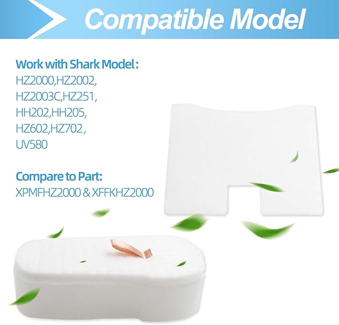 4pack Replacement Filter Compatible with Shark Corded Stick Vacuum HZ2000 HZ2002, HZ251,HZ602, Part # XPMFHZ2000 & XFFKHZ2000