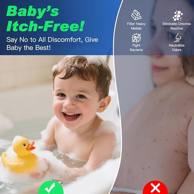 Next-Gen Bathtub & Shower Filter – Removes 96% Chlorine, Lead & Fluoride | Baby-Safe Soft Water for Sensitive Skin, Hair & Eczema Relief Softens Hard Water Bath Filter for Tub