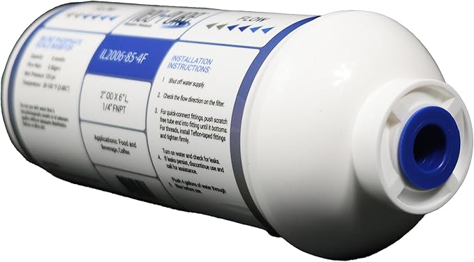 Neo-Pure 2" x 6" Inline Phosphate Scale Inhibitor Water Filter with Built-In Sediment Pad, 1/4" FNPT Connections, Compatible Replacement for Honeywell NP-HTS06