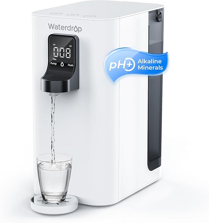Waterdrop K19-SFK Reverse Osmosis Water Filter Countertop, Minerals, Countertop Reverse Osmosis System, 3:1 Pure to Drain, Reduce PFAS, No Installation Required, BPA Free