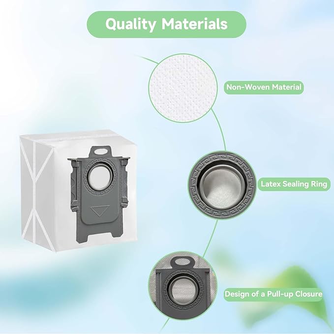 6 Pack Replacement Bags for Roborock Q5 Max+, Q7 Max+, Q7 M5+, Q10 S5+, Q10 X5+, Q8 Max+, Q5 DuoRoller+, Q5+, Q5Max Plus, S8+, S7 MaxV Ultra, S8 Pro Ultra, Q7M5 -Replacement Parts & Accessories