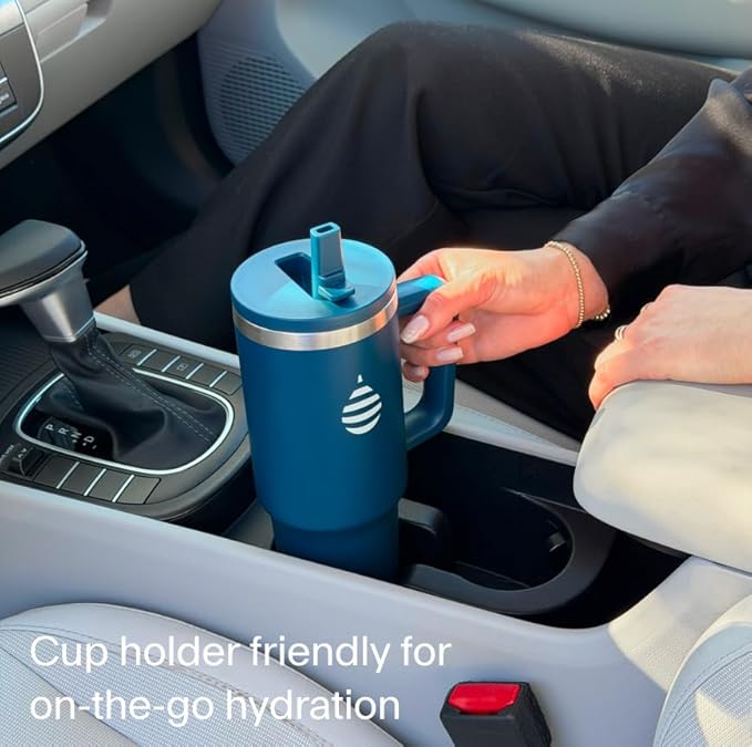 Clearly Filtered Water Bottle | Removes 200+ Contaminants, Double-Wall Insulated Stainless Steel, BPA/BPS Free, Phthalate Free, Filters Flouride Lead Chlorine (40oz, Navy Blue)