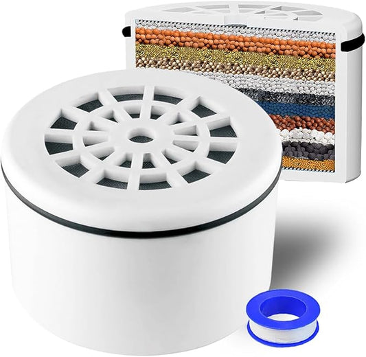 AMORIX Short Version 15 Stage Shower Filter Replacement Cartridge for Chlorine Reducing Shower Water Head Filter