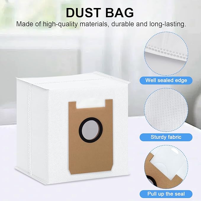 Dust Bags Compatible with AIRROBO T20+/ T25+/ T30+/ T25+C Robot Vacuum Cleaner Bags Disposable Replacement Vacuum Bag Airrobo Robot Vacuum Dust Bags Replacement Parts (12 Pack)