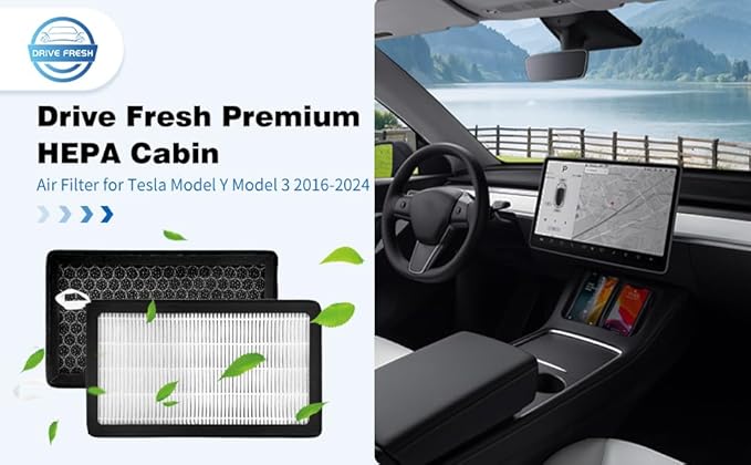 2024 Upgraded HEPA Cabin Air Filter for Tesla Model Y/3 - New Version with Enhanced Durability, All-Weather 3X Strength & Installation Kit, Fits Model Y & Model 3 (2016-2024), 2-Pack