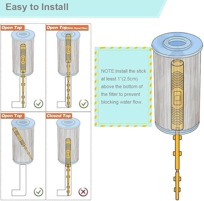 Spa Mineral Sticks, Hot Tub Mineral Stick, Spa Mineral Sticks for Hot Tub with 4 Months Lifetime Universal for Pool&Hot Tub to Keep Water Clear(Yellow,2PCS)