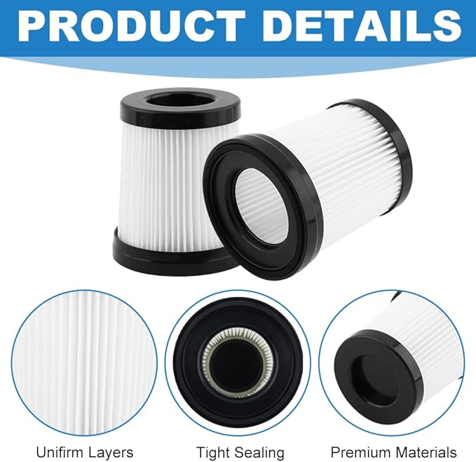 4pack HEPA Filter Compatible with FSV101 & FSV001/for Girnoor G160 and G165/for Afoddon A300/for Lubluelu 202/for OSV-102, Stick Vacuum Cleaners Filters Replacement, with 1pc Cleaning Brush