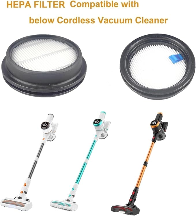 4Pack Hepa Filters Replacement Compatible with Tikom V500 Cordless Vacuum Cleaner. Washable Filters Works with Tikom 40kpa Stick Vacuum.