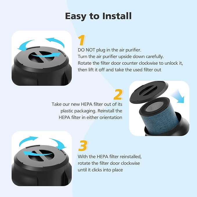 HP301 Replacement Filter Compatible with Shark HP302, HP301 Air Purifier NeverChange Max, HEPA Filter for HP305, HP300, HP200, HP201, HP202, HP232, HC501, AP1000, UA205 Air Purifiers, Part # HE3FKPET