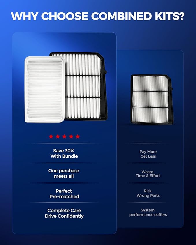 KAX Engine & Cabin Air Filter Kit, Replacement for Nissan TITAN 2017 2018 2019 2020 2021-2024, Replace# CA12168 CF10743
