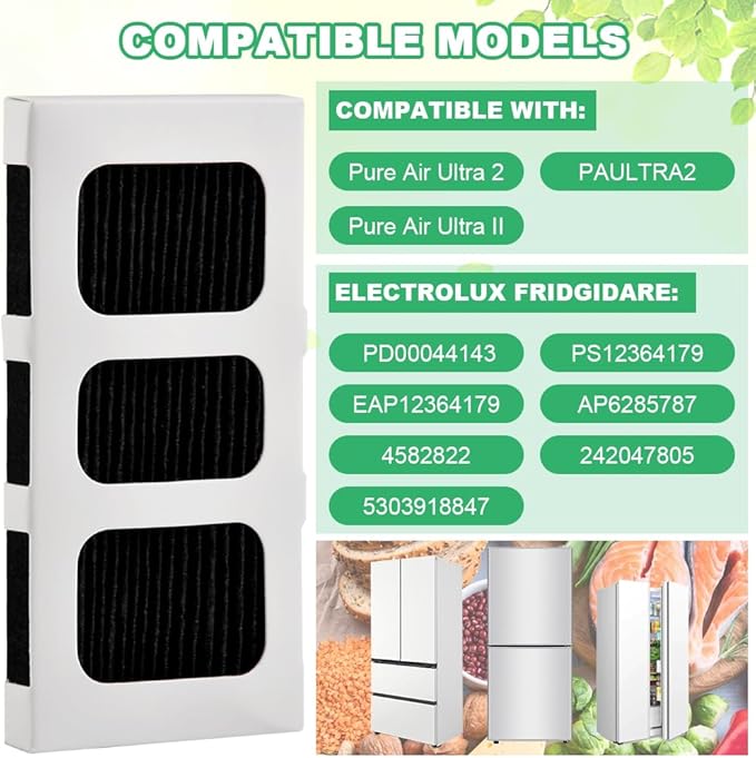 8 Pack Refrigerator Air Filter Replacement for PAULTRA2, Compatible with Frigi-daire Pure Air Ultra 2, Pure Airs Ultra ii & Electro-lux FRIDGIDARE Model 242047805, 5303918847, EAP12364179