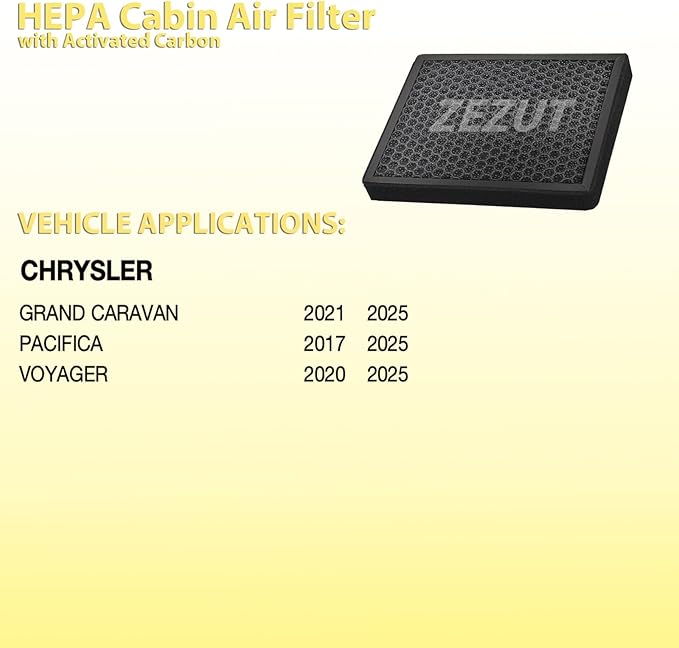 Cabin Air Filter CF12283, Replacement for Chrysler Pacifica (2017-2025), Voyager (2020-2025), Grand Caravan (2021-2025), Multi-Layer Honeycomb Design with Carbon & Aroma Elements, Durable (1 Pack)