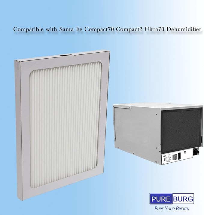 PUREBURG Replacement Filter Compatible with Santa Fe Compact70 Compact2 Ultra70 Dehumidifier, 4-Pack MERV 13 for Air Clean Dust