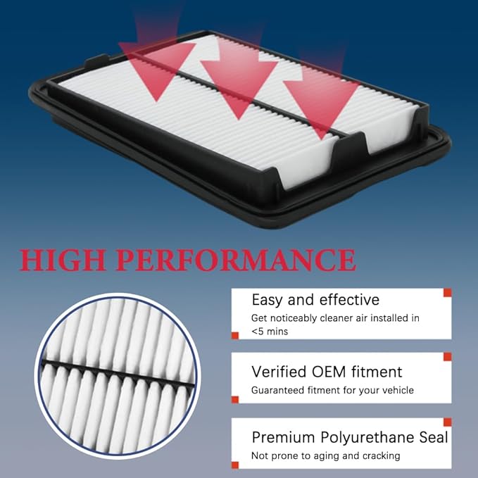 Engine Air Filter Compatible with 14-20 Rogue 17-22 Rogue Sport 17-22 Qashqai, Rigid Panel with OE Replace # 165464BA01, 165464BA1A, 16546-4BC2A 165464BC2A CA11858