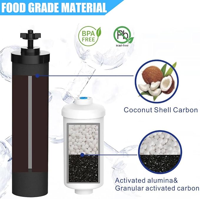 Water Filter Replacement Compatible with Big Berkey Filter Gravity Water Filter System Parts and Accessories, NSF/ANSI 42&372 Certified (4 Pack) BB9-2® Black Berkey Water Filters Cartridges