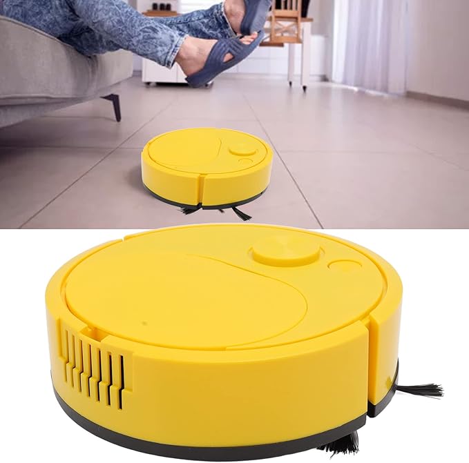 Fdit Robot Vacuum Cleaner, Mini Automatic Avoidance USB Charging Smart Sweeping Robot for Wooden Flooring for Carpet (Yellow)