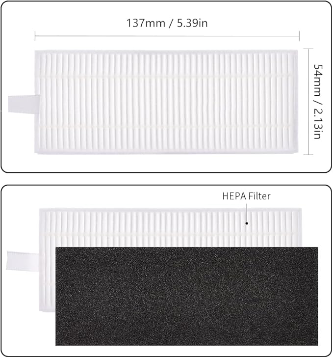 18 Pack Accessories Kit For Ecovacs Deebot OZMO U2 DGN22 U2 Pro Robot Vacuum Cleaner, 1 Main Brush, 6 Side Brush, 6 HEPA Filter, 5 Mop Cloth