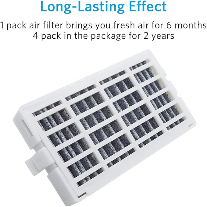 W10311524 4-PACK Air Filter Replacement for Whirlpool Refrigerator, Also Fits 2319308, W10335147, W10335147A, W10335147, W10315189, 1876318, AIR1, FreshFlow Air Filter, AP4538127, AH2580853, EA2580853