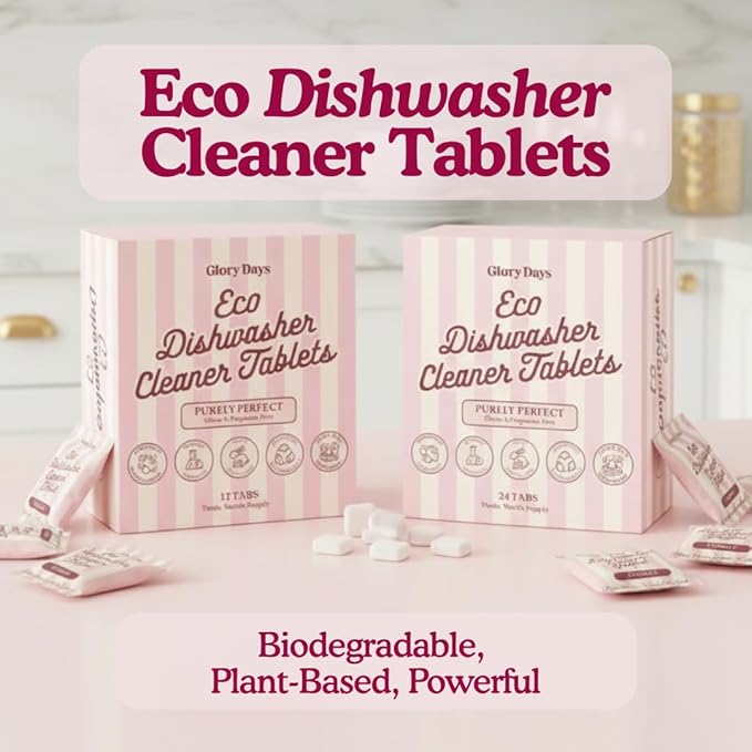 Dishwasher Cleaner And Deodorizer Tablets - 1 Year Supply Lemon Citrus Dishwasher Cleaning Tablets - Deep Cleaning Removes Limescale and Odors - Eco-friendly Dish Washer Machine Cleaner - Septic Safe