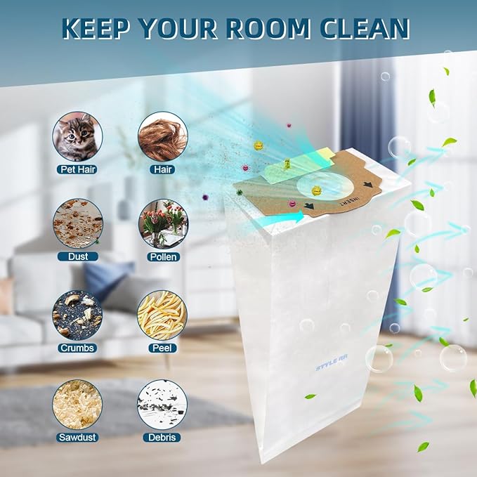 12 Packs Replacement Vacuum Bags Compatible with Eureka RR, Part# 61115 Boss Smart Vac 4800 Series, Style RR Upright Vacuum Bags