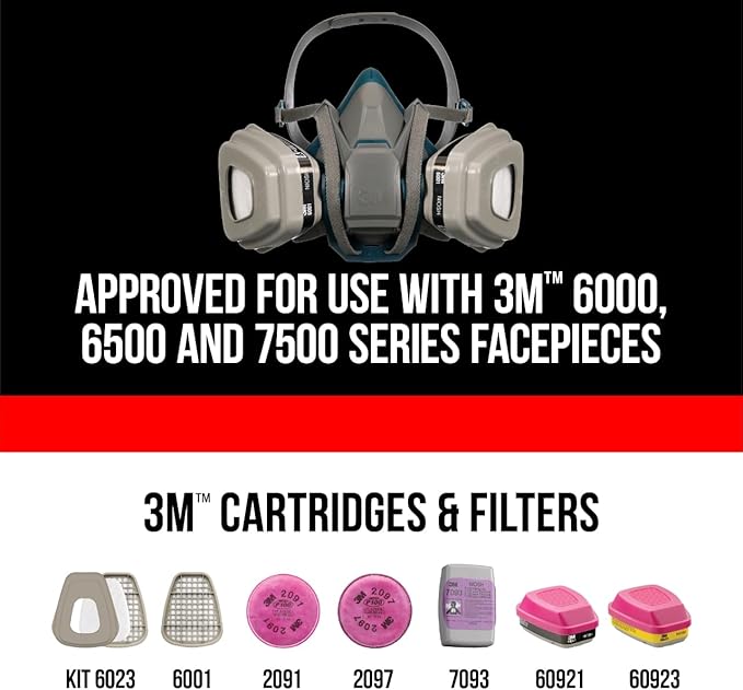 3M Performance P100 Particulate + Odor Filters, 2 pairs, NIOSH-APPROVED P100, 99.97% Filtration Efficiency Against Solids & Liquid Aerosols, For Use With 3M 6000, 6500 & 7500 Series (2097P2-DC)