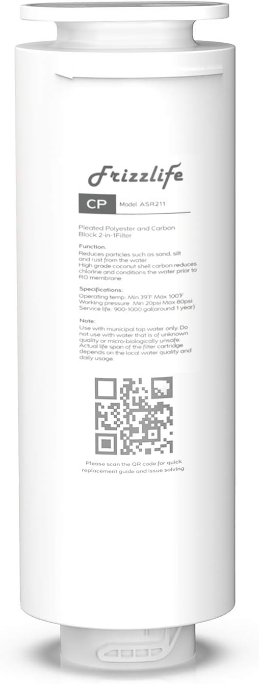 Frizzlife ASR211 Replacement Filter Cartridge For PD600-TAM3, PD400, PD500, PD800-TAM4 Reverse Osmosis System (1st Stage)