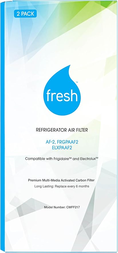 FRESH AF-2 Refrigerator Air Filter Replacement for Frigidaire - Compatible with Models: FRGPAAF2, RAF-2, Electrolux ELXPAAF2 - Advanced Carbon Filter Technology - (2 Pack) Air filter by MIST