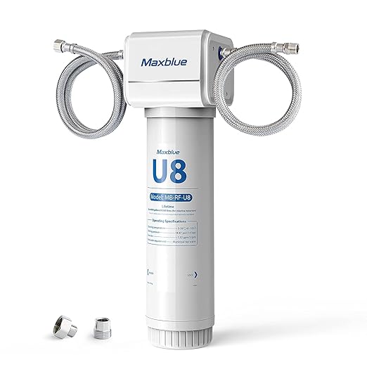 Maxblue U8-ST Under Sink Water Filter, 2 Years High Capacity, Reduces Lead, Chlorine, Heavy Metals, Bad Taste & Odor, Under Sink Water Filtration System, USA Tech