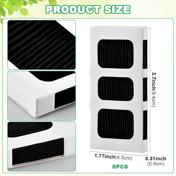 8 Pack Refrigerator Air Filter Replacement for PAULTRA2, Compatible with Frigi-daire Pure Air Ultra 2, Pure Airs Ultra ii & Electro-lux FRIDGIDARE Model 242047805, 5303918847, EAP12364179