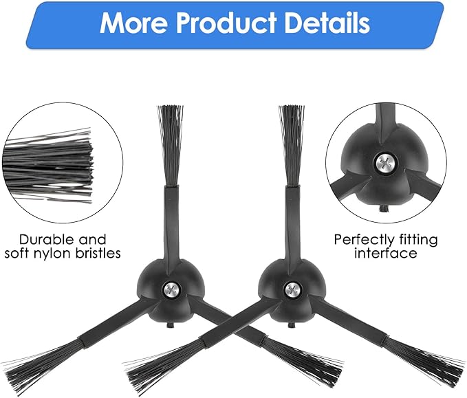 (6 Pack) Side Brushes for Roborock Q5 Max+, S8 MaxV Ultra, Q5 Pro, Q8 Max+, Q Revo, Qrevo Pro, Qrevo S, Qrevo Slim, Qrevo Master, S8 Pro Ultra, S7 MaxV Ultra, Q7 Max, Q7 Max+, Q5 Pro+, S7 & E Series
