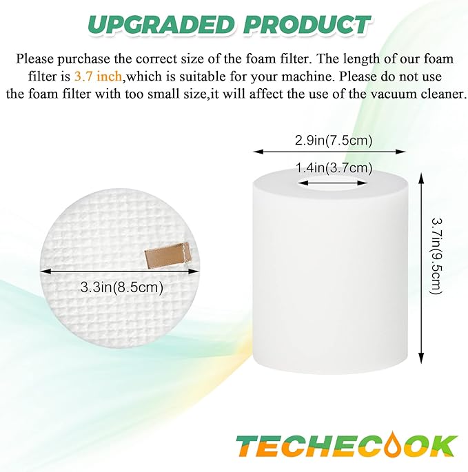4Pack Replacement for Shark Base Pre-Motor Foam Filters(3.7" High) for Shark Robot Vacuum UR1005AE R101AE RV1001AE AV912S RV1000 AV970 AV993 AV1002AE AV2501S AV2501AE by Techecook, Replace#106KY1000AE