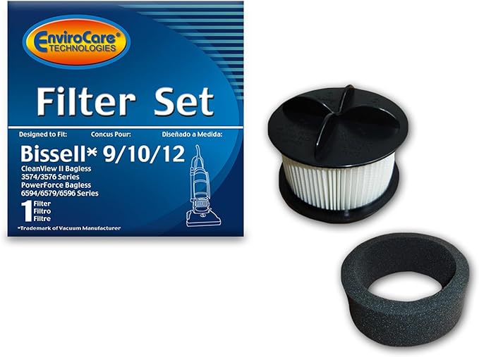 EnviroCare Replacement Vacuum Cleaner Filter Set Designed to Fit Bissell PowerForce Bagless, Cleanview II Uprights Style 9/10/12