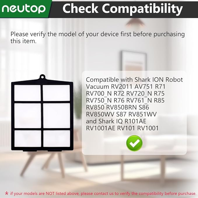 Neutop Replacement Mesh Screen Pre Filter Compatible with Shark ION Robot Vacuum RV2011 AV751 R71 RV700_N R75 RV750_N R76 RV761_N R85 RV850 RV850BRN and Shark IQ R101AE RV1001AE RV101 RV1001, 2-Pack.