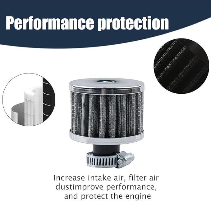 Breather Filter, Air Filter Valve Cover Breather, 12mm Mini Air Filter Vent Crankcase Breather, Air Filter Cold Air Intake Filter Breather, Car Accessories Universal for Car, Motorcycle