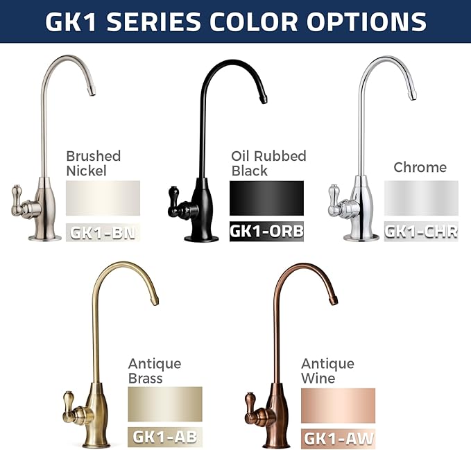 iSpring GK1-AB Reverse Osmosis Drinking Water Faucet, High Spout RO Faucet for Under Sink Water Filtration Systems,Antique Brass
