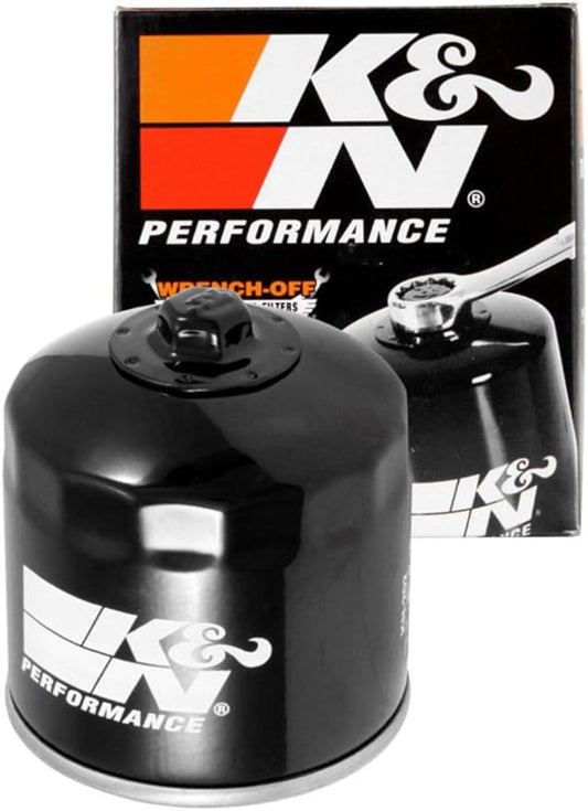 K&N Motorcycle Oil Filter: High Performance, Premium, Designed to be used with Synthetic or Conventional Oils, Wrench Off Nut: Fits Select Honda, Kawasaki Vehicles, KN-202