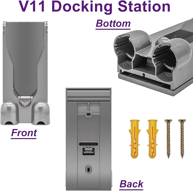 Docking Station & 2 Pack Vacuum Filters Compatible with Dyson V11 Cordless Vacuum Cleaner, Wall Mounted Accessories Holder Bracket & 2 Pack Vacuum Filters Replacement Parts for Dyson V11 Parts